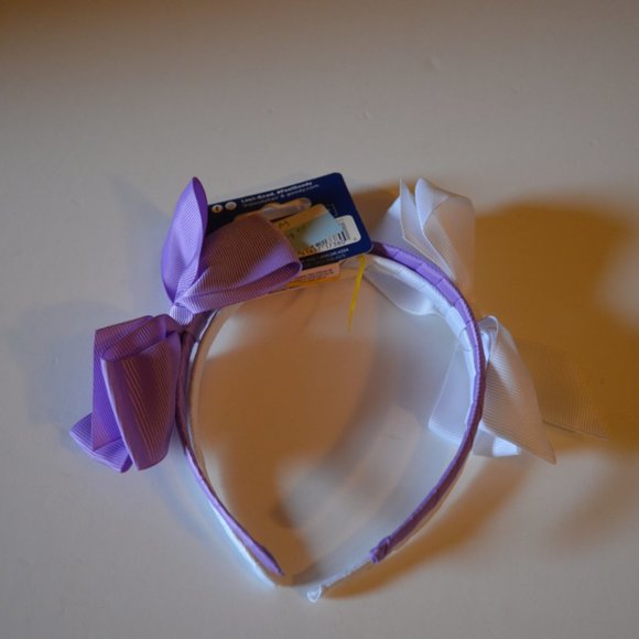 Goody (r) Girls Headbands White Purple Bows 2 psc. - Picture 2 of 4